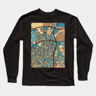 Lubbock Map Pattern in Mid Century Pastel Long Sleeve T-Shirt